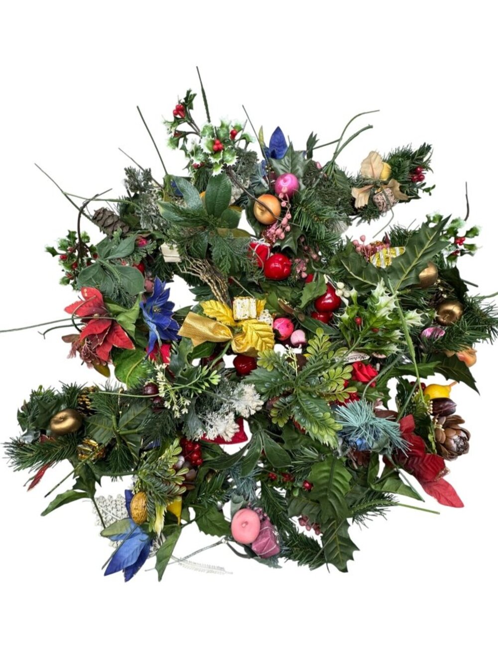 Vtg 2.5LB Lot Artificial Christmas Floral Holly Berries PineCones Stems bow READ